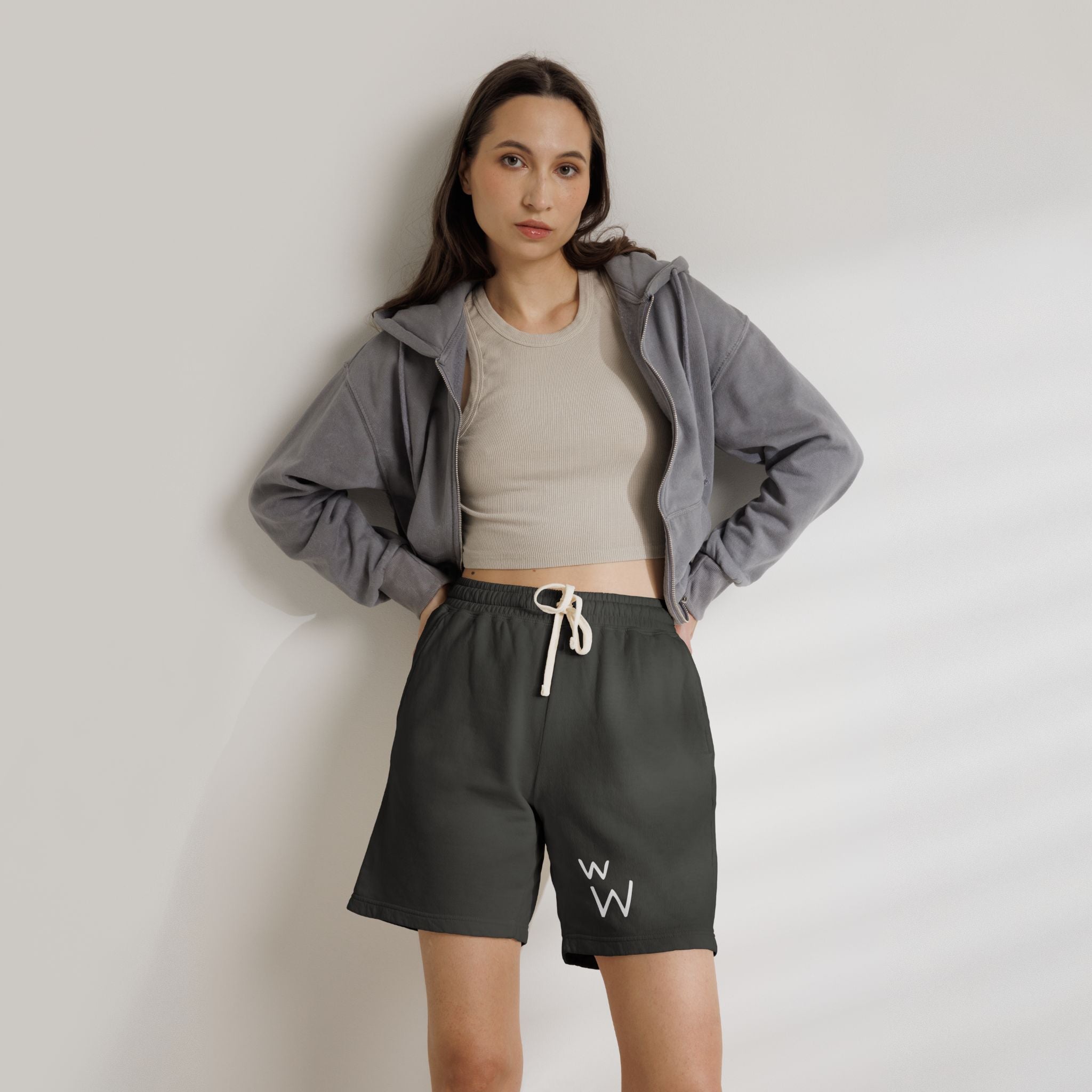 w W Lightweight Garment-Dyed Fleece Sweat Shorts