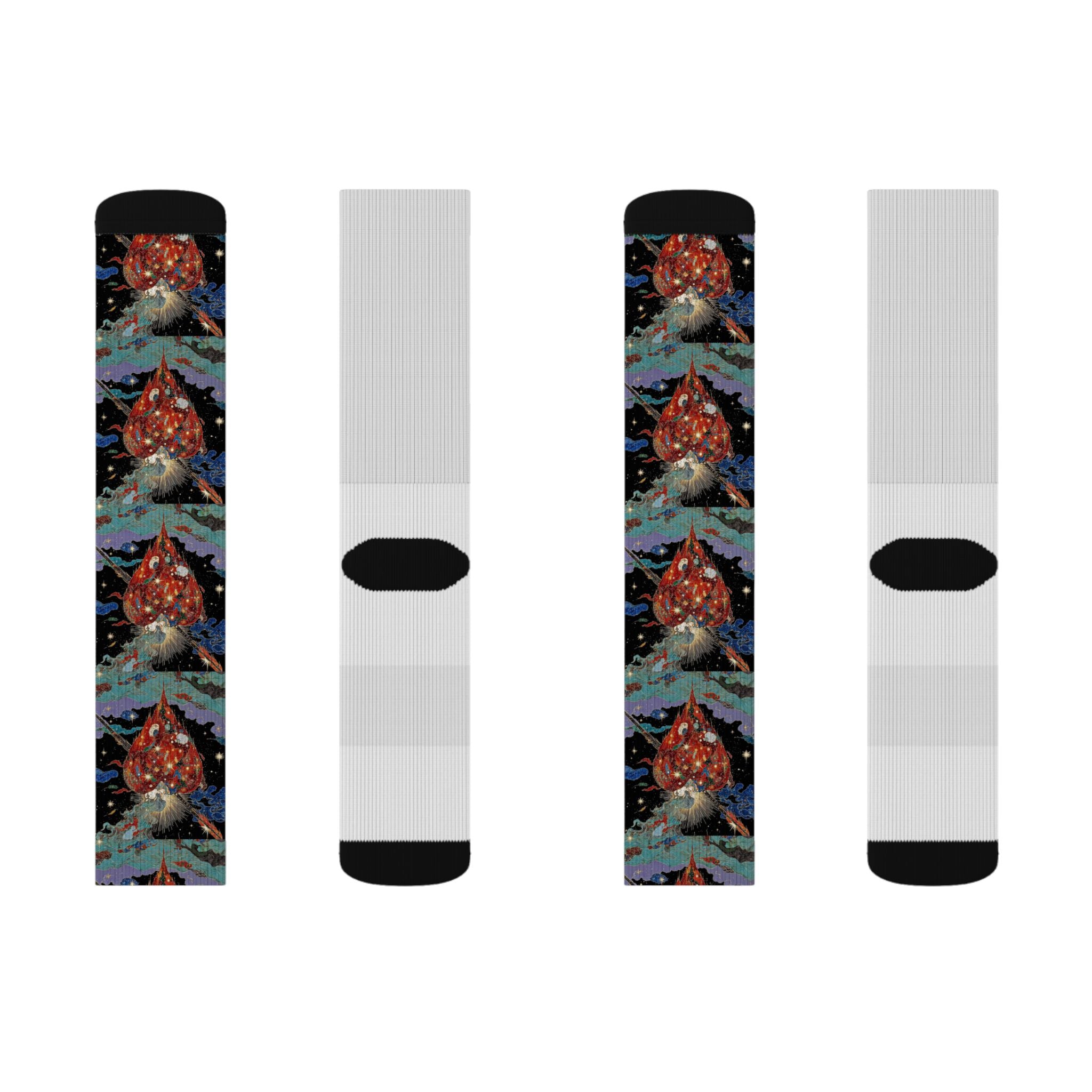 wickeD Hearts Socks | Sublimation Printed Crew Socks