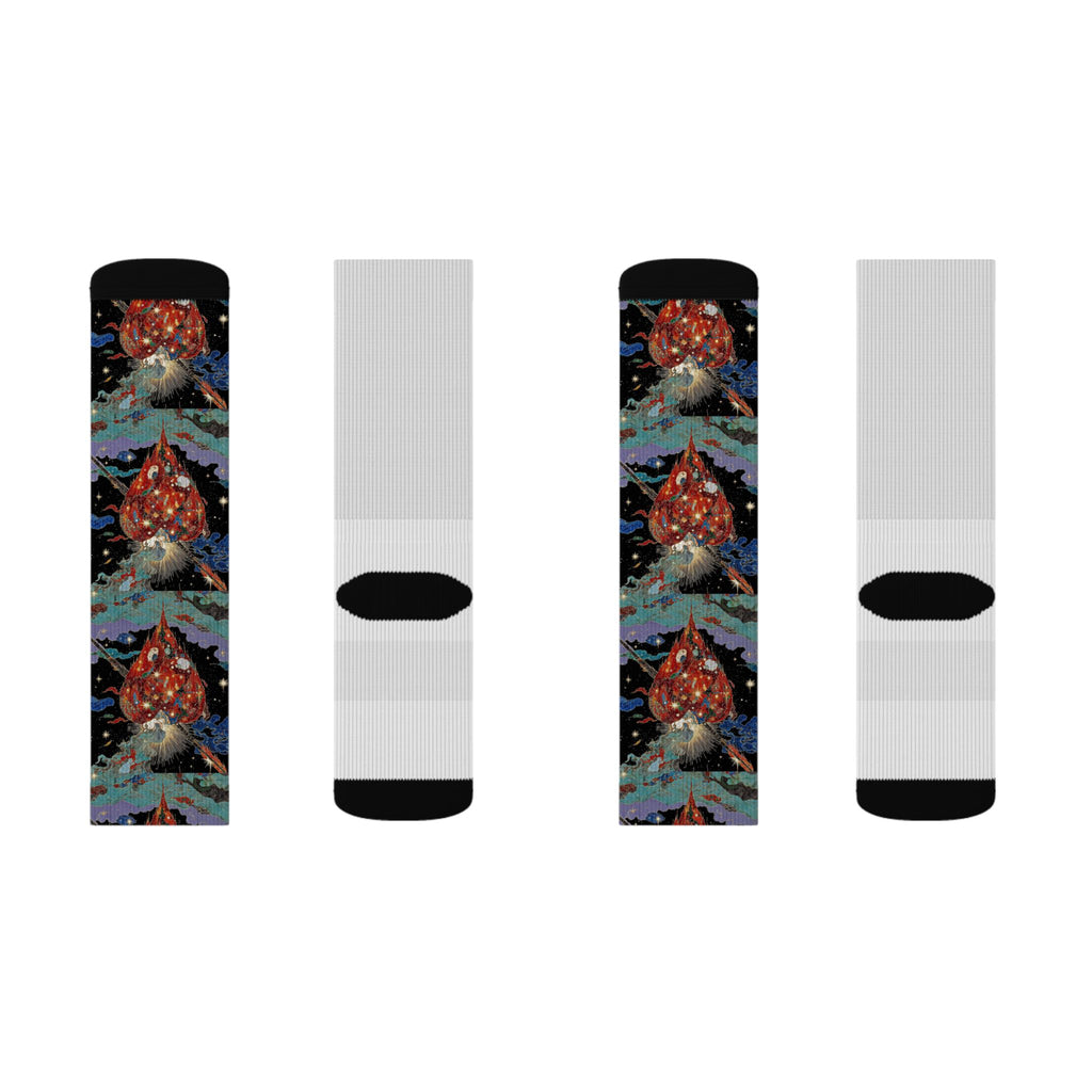 wickeD Hearts Socks | Sublimation Printed Crew Socks