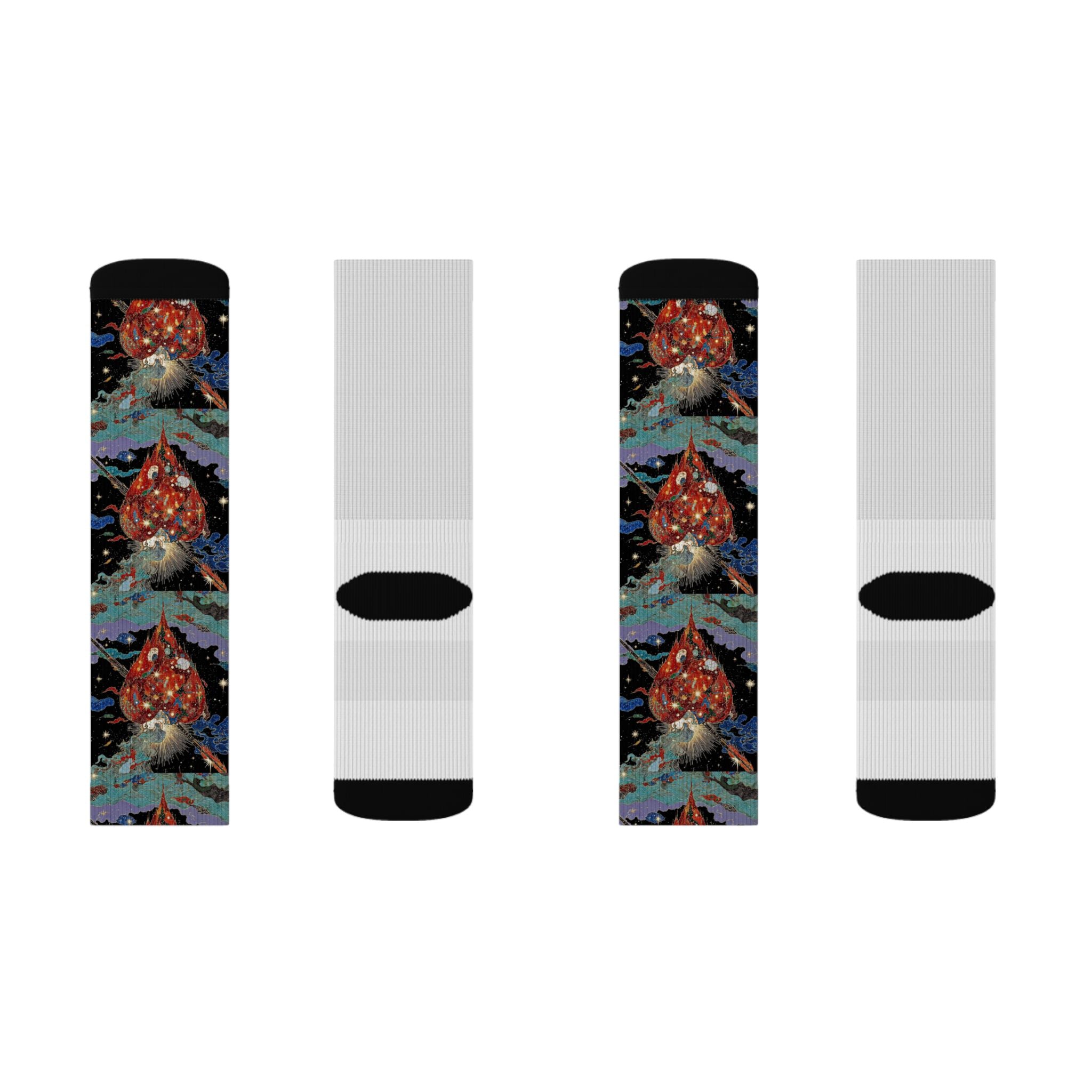 wickeD Hearts Socks | Sublimation Printed Crew Socks