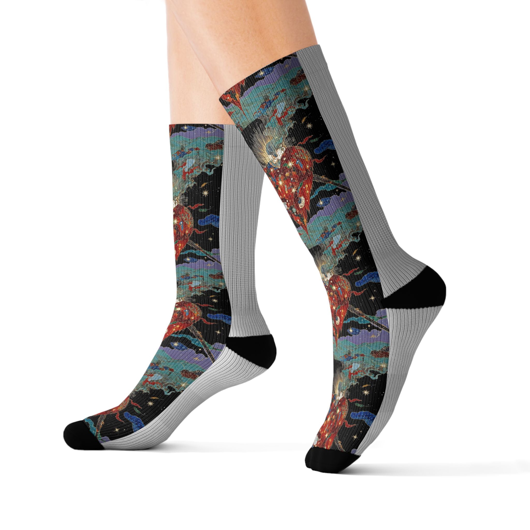 wickeD Hearts Socks | Sublimation Printed Crew Socks