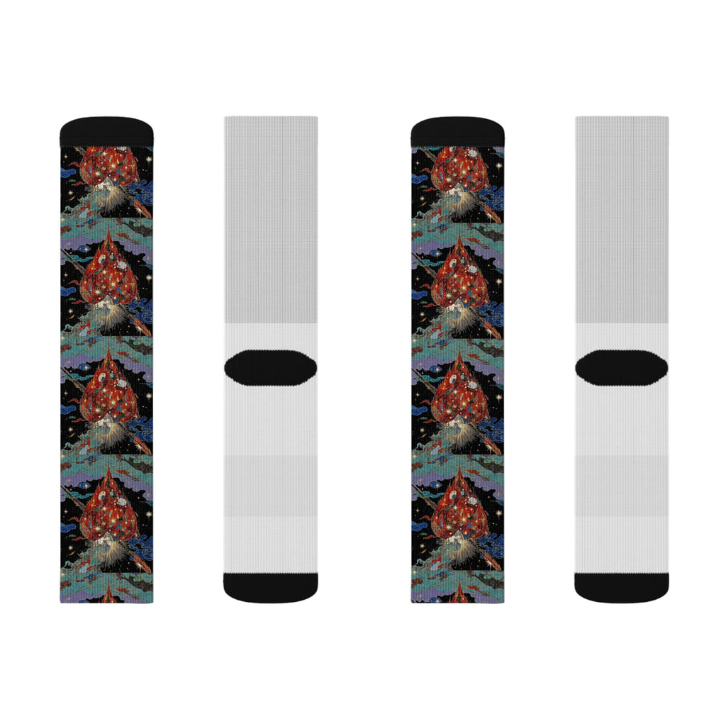 wickeD Hearts Socks | Sublimation Printed Crew Socks